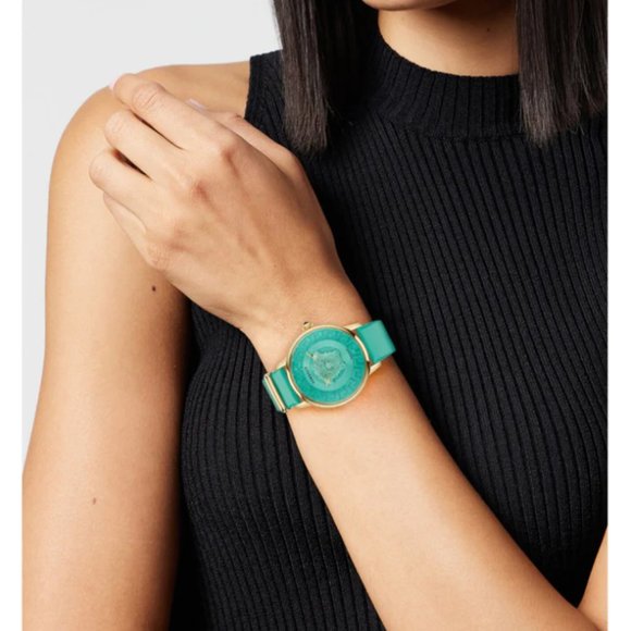 New! Versace Medusa Women\'s 38mm Turquoise Watch W/ Box!